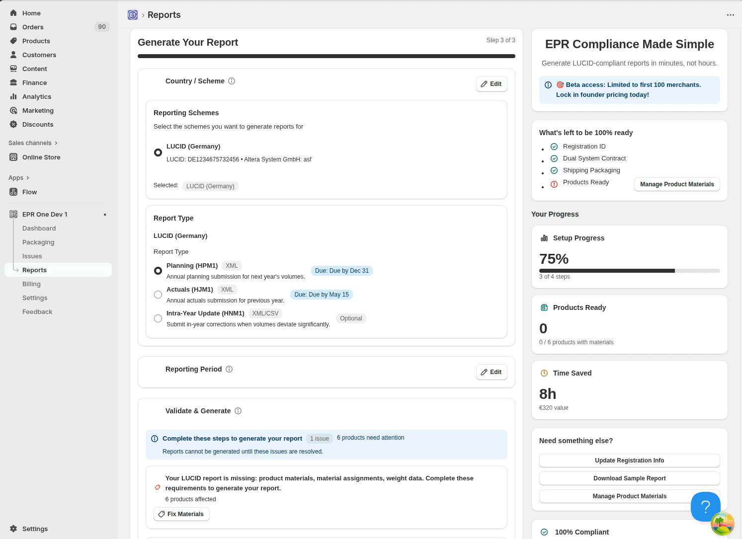 Generate LUCID report screen in EPR One